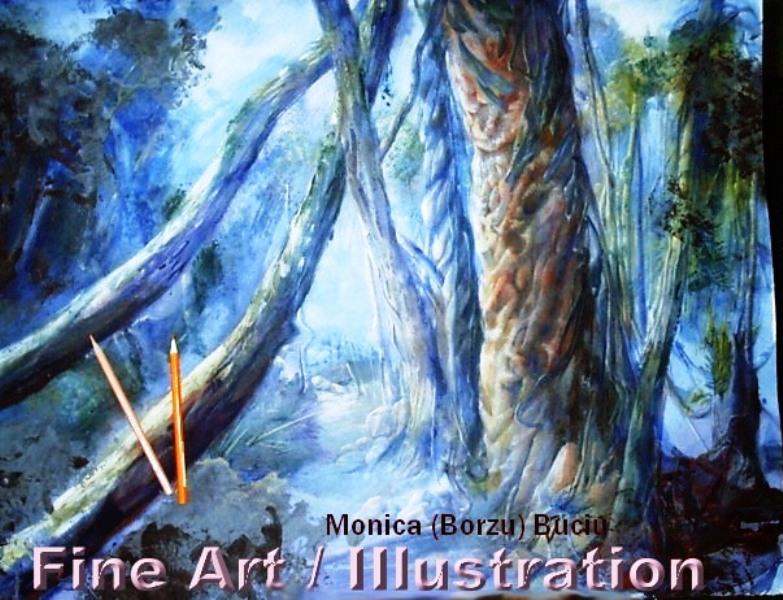 Rainforest-inspired mixed media artwork